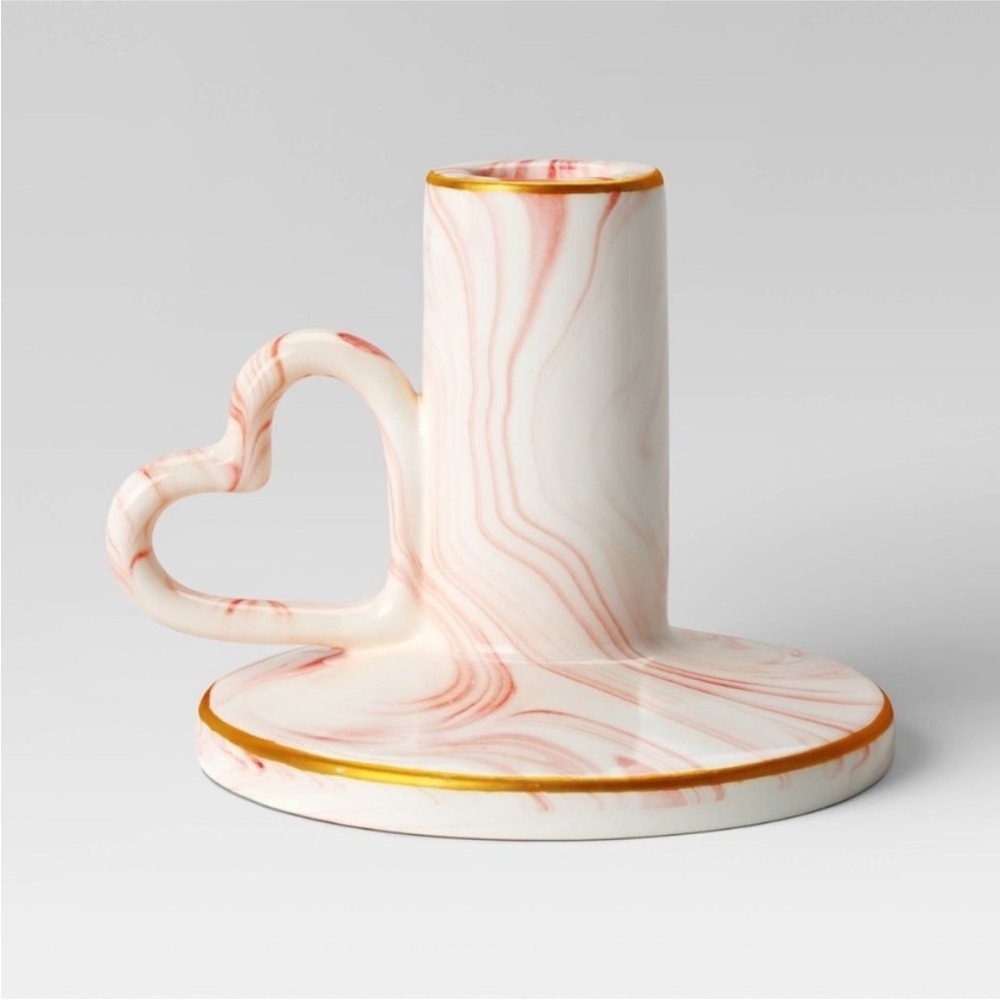 Threshold Ceramic Marbled Heart Taper Holder